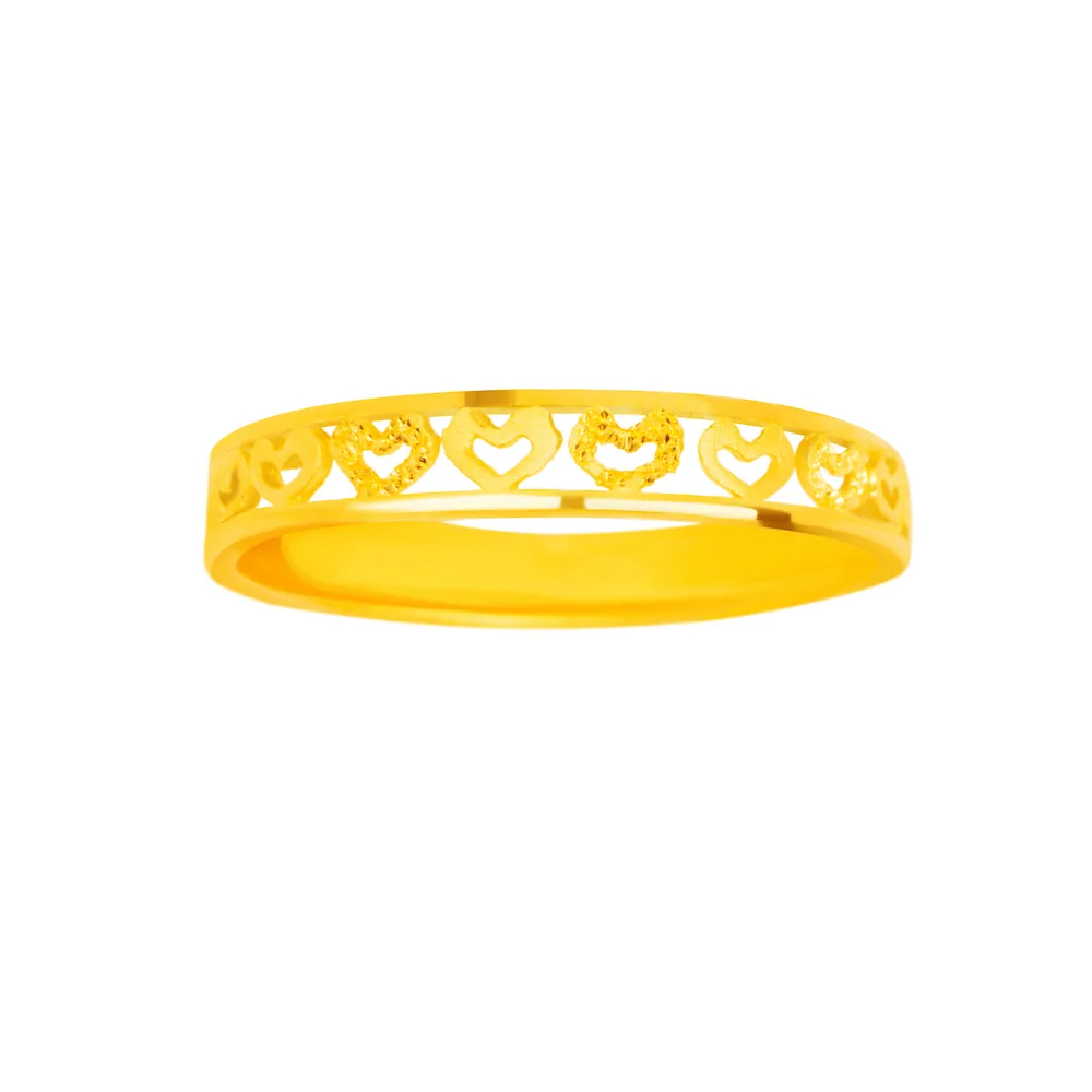 【金品坊】黃金戒指簍空小愛心 0.45錢±0.03(純金999.9、純金戒指、黃金戒指)