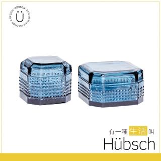 【HUBSCH】藍色水晶玻璃儲物罐2入組-660316(居家生活、擺件、家飾、北歐生活)