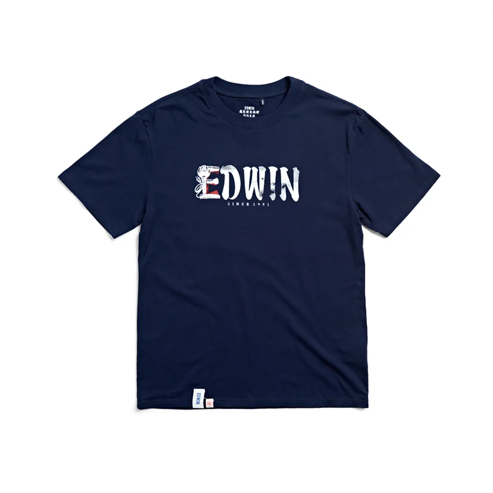 【EDWIN】男裝 台灣文化 理髮廳LOGO短袖T恤(丈青色)