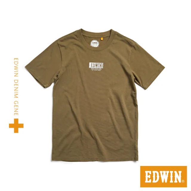 【EDWIN】男裝 PLUS+ 職人手繪LOGO短袖T恤(橄欖綠)