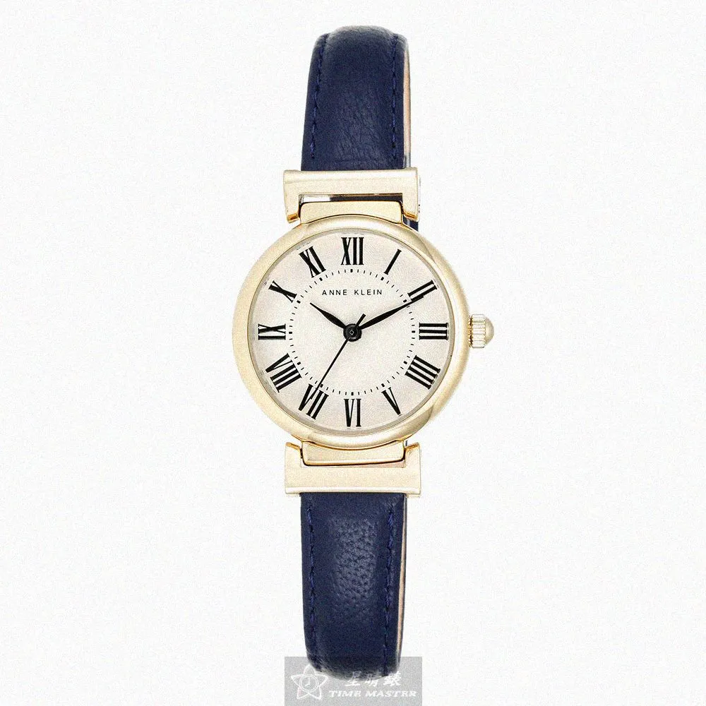 【ANNE KLEIN】ANNE KLEIN安妮克萊恩女錶型號AN00143(白色錶面金色錶殼寶藍真皮皮革錶帶款)