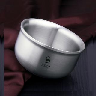 【PUSH!】餐具304不鏽鋼碗防摔防燙飯碗雙層加厚泡麵碗湯碗14.5CM(E108-2)