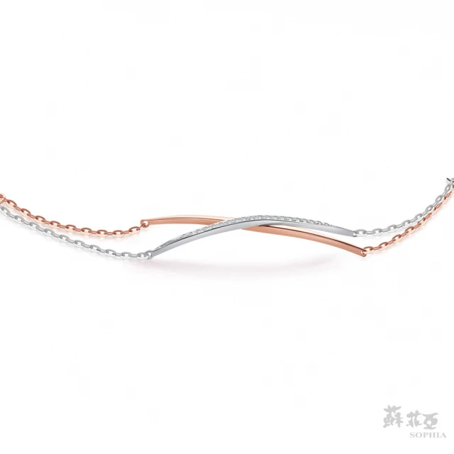 【SOPHIA 蘇菲亞珠寶】14K雙色 X造型 鑽石手鍊
