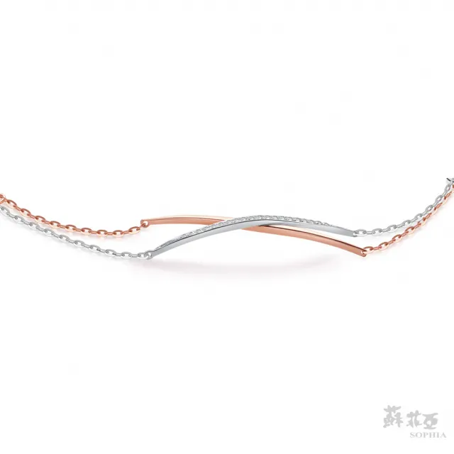 【SOPHIA 蘇菲亞珠寶】14K雙色 X造型 鑽石手鍊