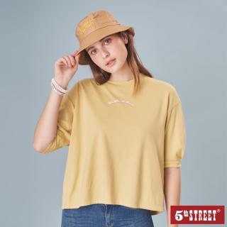 【5th STREET】女裝 短t 短袖 上衣 t恤 TEE 寬版 logo 棉質 黃色(570869)