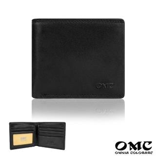 【OMC】紳士平紋7卡1照簡約牛皮短夾25805