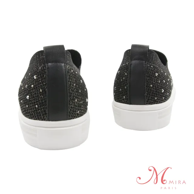 【MIRA】鑲鑽貓咪休閒鞋系列-黑-W18475T01(小白鞋/休閒鞋/運動鞋)