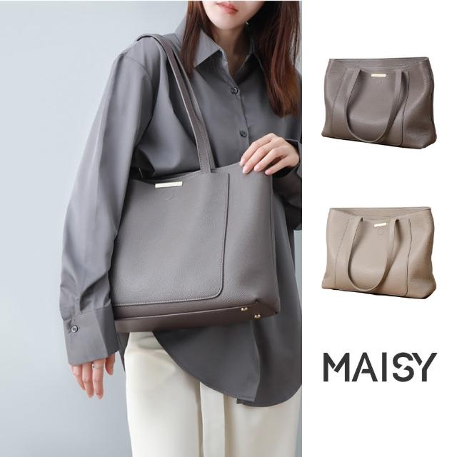 【MAISY】母親節禮物 新潮時尚跨境真皮側肩手提包(現+預  淺灰色 / 深灰色)