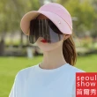 【Seoul Show 首爾秀】機能防疫防口沫墨鏡片面罩大帽簷空頂防曬遮陽棒球帽(男女款)