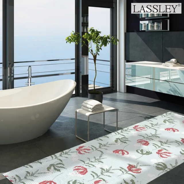 【LASSLEY】4入多功能印花防滑墊65x90cm地墊止滑墊(加厚 鏤空 軟墊 置物墊 防摔墊)