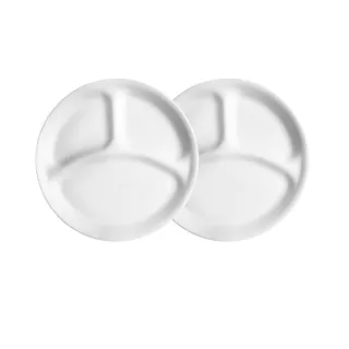 【CorelleBrands 康寧餐具】純白8吋分隔餐盤-二入組(211餐盤/減脂餐盤)