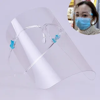 【AnnaSofia】防飛沫防疫 超值3入組 鏡架透明面罩 現貨(透明鏡架)