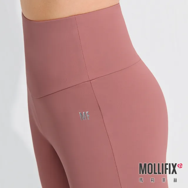 【Mollifix 瑪莉菲絲】Pixel Art 玩色拼接動塑褲、瑜珈服、Legging(乾燥玫瑰)