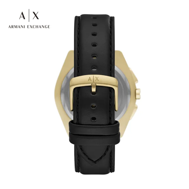 【A|X Armani Exchange 官方直營】Giacomo 三眼紳士經典手錶 黑色真皮錶帶 43MM AX2854