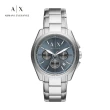 【A|X Armani Exchange 官方直營】Giacomo 三眼紳士經典手錶 銀色不鏽鋼鍊帶 43MM AX2850