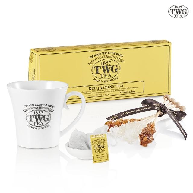 【TWG Tea】茉莉香花紅茶茶包禮物組(茉莉香花紅茶 15包/盒 +馬克杯+茶碟+茶棒糖)