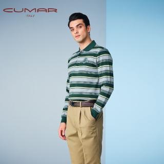 【CUMAR】男裝長袖羅紋領條紋POLO衫/179232(親膚舒適)