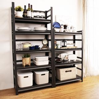 【FL 生活+】巖熔碳鋼五層附輪耐重置物架40x90x183cm(層架/電器架/收納架/廚房收納/FL-273)