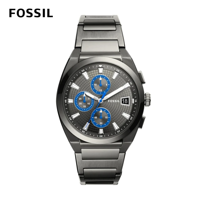 【FOSSIL 官方旗艦館】Everett Chronograph 鋼鐵鎗色硬派風格指針手錶 鎗色不鏽鋼錶帶 42MM FS5830