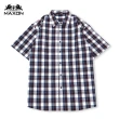 【MAXON 馬森大尺碼】藍紫白格子純棉短袖襯衫2L~5L(81376-68)