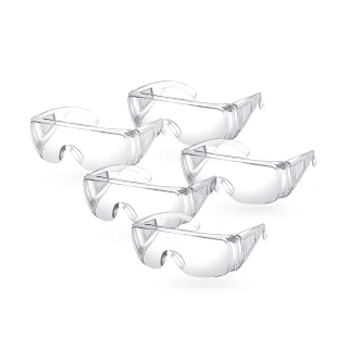 【Nutri Medic】全透明隔離護目鏡*5入+兒童防護隔離面罩*5入-家庭組(戴眼鏡適用 防疫防飛沫高透視)