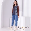 【betty’s 貝蒂思】文藝風拼接喵咪連帽T-shirt(深藍)