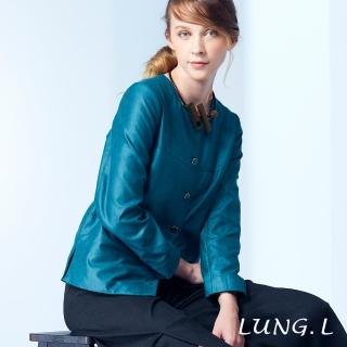 【LUNG.L 林佳樺】LK50C#琉璃綠圓領二側開叉長袖外套(女裝)