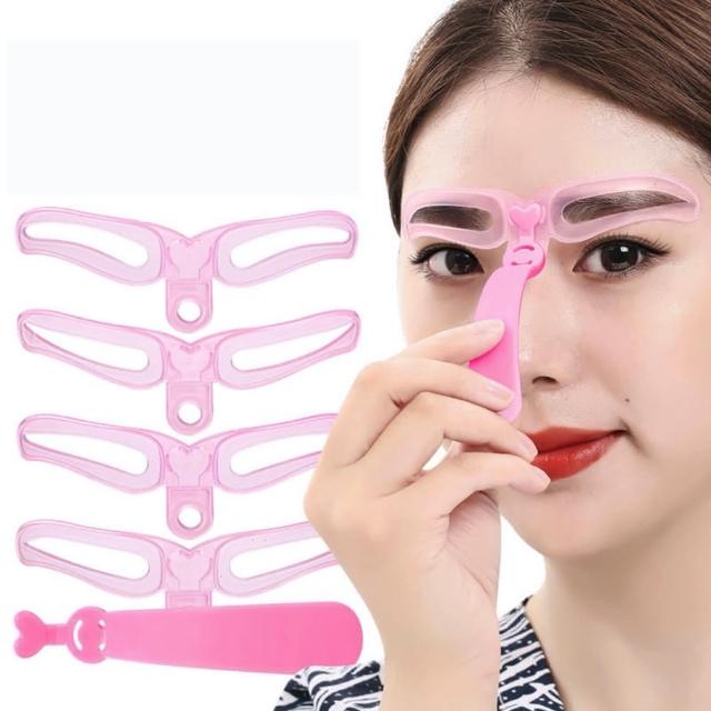 【89 zone】果凍4款眉型三代手持立體 畫眉輔助器 修眉卡 美容工具 1 組 4 入(不挑款/混色隨機出貨)