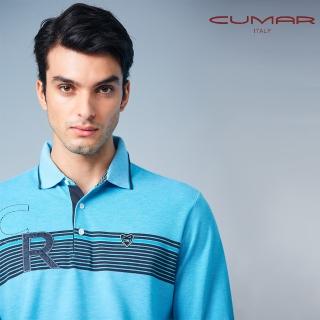 【CUMAR】男裝長袖羅紋領條紋POLO衫/169217(親膚舒適)
