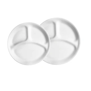 【CorelleBrands 康寧餐具】純白分隔餐盤組(8吋+10吋)