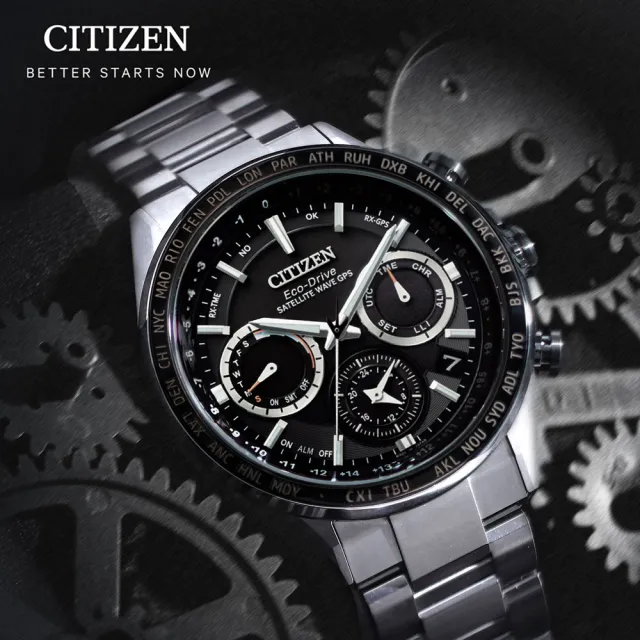 【CITIZEN 星辰】GPS時空旗艦衛星對時鈦金屬計時男錶-黑x銀/44.3mm(CC4015-51E)