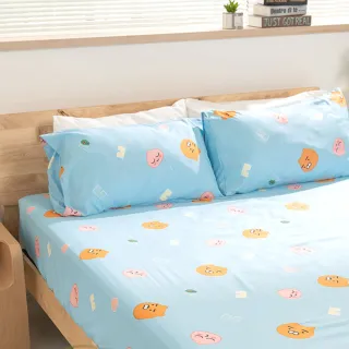 【Norns】Kakao Friends 萊恩&桃子天絲枕套床包組-雙人(TENCEL 吸濕排汗 寢具 含床包*1 枕套*2)