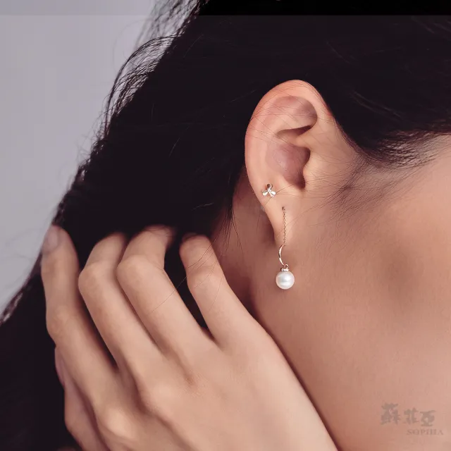 【蘇菲亞珠寶】14K玫瑰金 雅緻垂墜 鑽石耳環