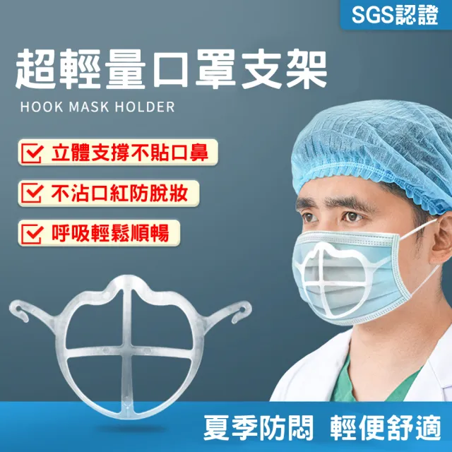 【PEKO】口罩神器專利設計超輕量3D立體防悶透氣口罩支架(透明5入)