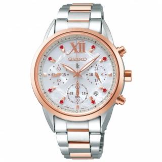 【SEIKO 精工】LUKIA 限量飄雪太陽能計時女錶/36.4mm雙11限定(V175-0EW0G SSC824J1)