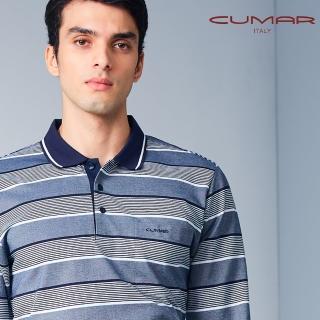 【CUMAR】男裝長袖羅紋領條紋POLO衫/209250(多色可選)