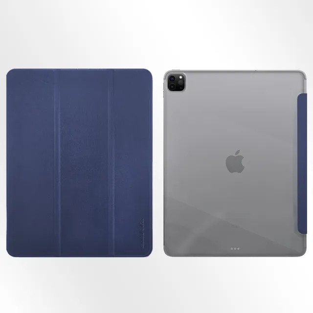 【Metal-Slim】Apple iPad Pro 12.9吋 第5代 2021(高仿小牛皮三折磁吸立架式皮套)