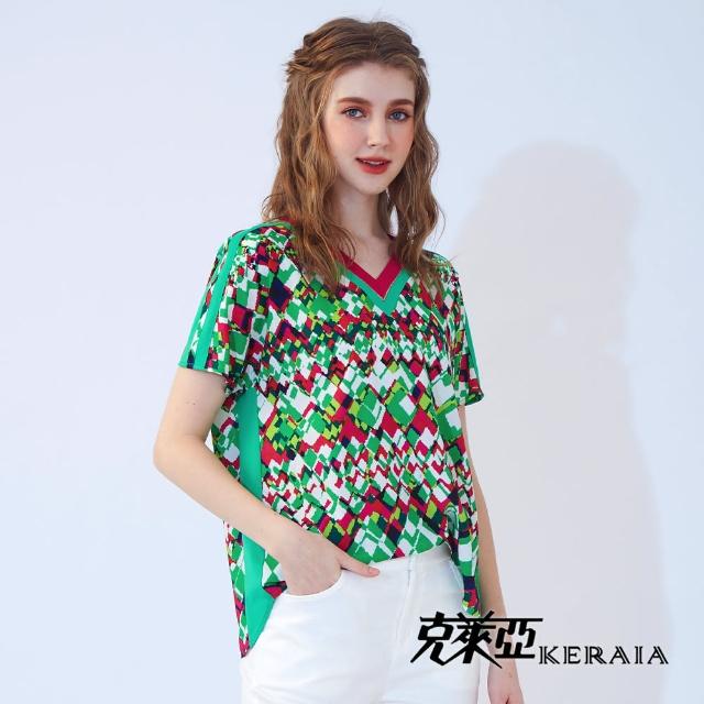 【KERAIA 克萊亞】五彩斑斕幾何印花上衣