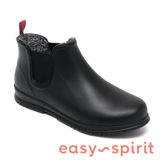 【Easy Spirit】RAINYDAY 絨毛鬆緊低筒套靴/雨靴(黑色)