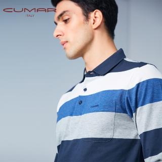 【CUMAR】男裝長袖羅紋領條紋POLO衫/209254(親膚舒適)