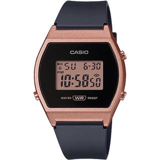 【CASIO 卡西歐】復古風酒桶型數位錶-黑x古銅(LW-204-1A)