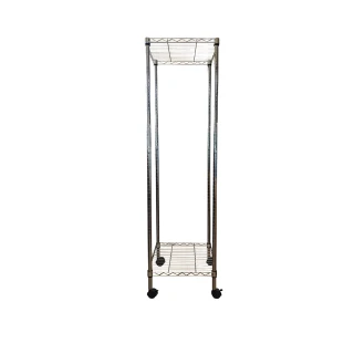 【A+Courbe】MIT耐重鐵力士鍍鉻移動式萬用收納二層架45x45x185cm(置物架 電器架 床邊櫃 鞋架)