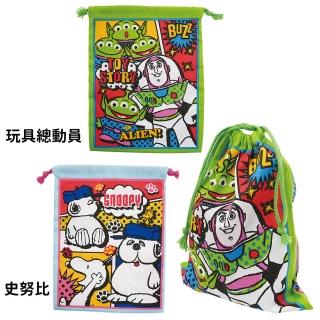 【TDL】SNOOPY 史努比玩具總動員巴斯光年三眼怪束口袋收納袋 214136(平輸品)