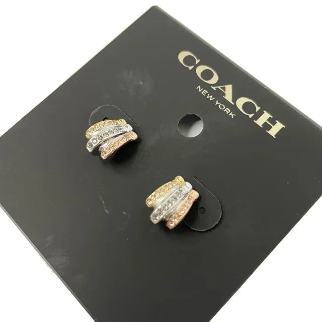 【COACH】經典 LOGO仿鑽針式耳環(多款選一)