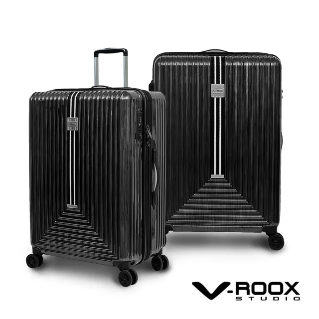 【V-ROOX STUDIO】FUN暑價 29吋 REM 復古直紋硬殼拉鏈可擴充行李箱(可擴充設計 3色可選)