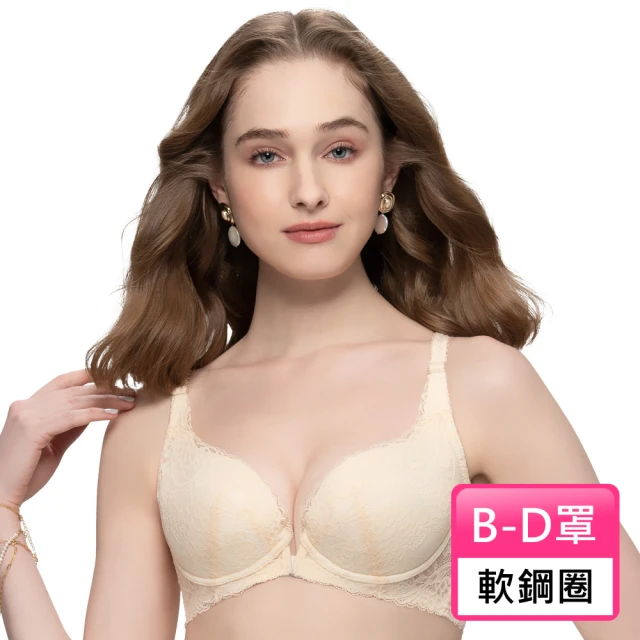 Swear 思薇爾 Cozy beauty系列B-D罩軟鋼圈前扣式蕾絲包覆女內衣(羽紗黃)