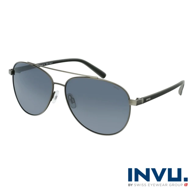 【INVU】瑞士頂極簡約飛行員偏光太陽眼鏡(鐵灰 B1123B)
