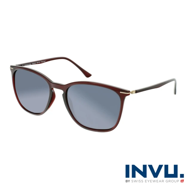 【INVU】瑞士簡約絞鏈設計偏光太陽眼鏡(酒紅 B2110D)