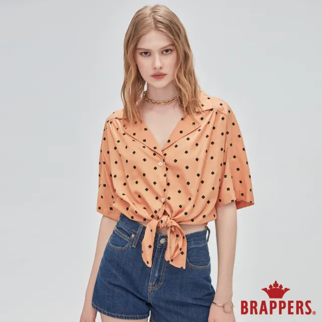 【BRAPPERS】女款 西裝領綁帶短版襯衫(橘)