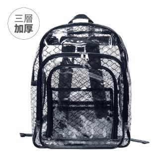 【大船回港】加厚三層黑格紋透明雙肩後揹包 SH623(高科技產業/抗靜電/無塵室包/工具包/工作包)